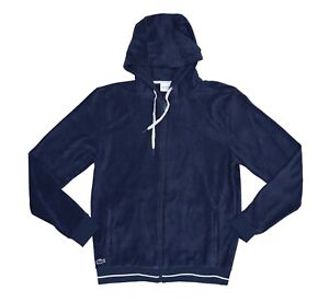 Lacoste Loungewear Fancy Terry Cloth Full-Zip Men's Hoodie Sweatshirt NWT Navy