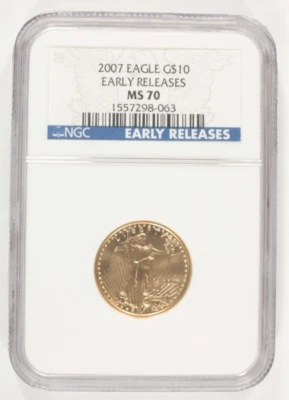 2007 1/4 Oz. G$10 Gold American Eagle Graded by NGC as MS70 Early Releases - Image 1 of 2