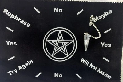 Pentagram Pendulum Mat - 8" x 12" Ouija Spirit Talking New With quartz Pendulum - Image 1 of 4