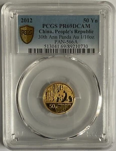2012 China 1/10 oz Gold Panda coin 50Y 30th Anniversary Issuance NGC PF69 - Picture 1 of 3
