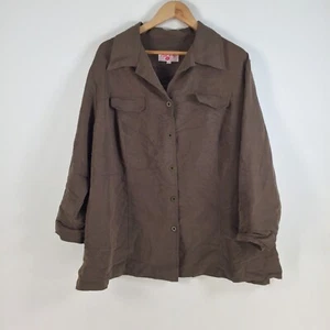 Ruby redlips womens jacket size 24 khaki green long sleeve 053038 - Picture 1 of 8