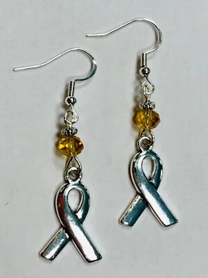 Серьги с желтой лентой осведомленность о раке саркомы, костей и мочевого пузыря БЕСПЛАТНАЯ ДОСТАВКА - Изображение 1 из 2