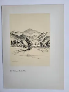 Old Antique Pencil Drawing Charm Lancashire Print 1929 The Valley of the Duddon - Picture 1 of 1