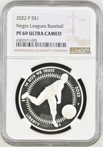 :2022-P $1 Negro Leagues Baseball Commemorative Dollar Near Perfect NGC PF69UCAM - Picture 1 of 2