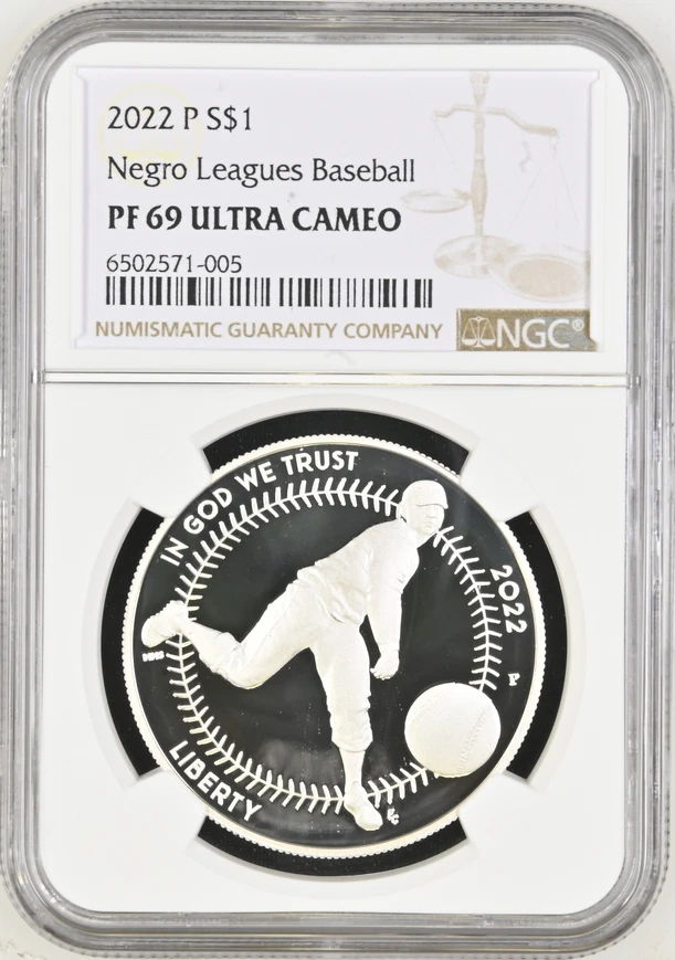:2022-P $1 Negro Leagues Baseball Commemorative Dollar Near Perfect NGC PF69UCAM - Image 1 of 2