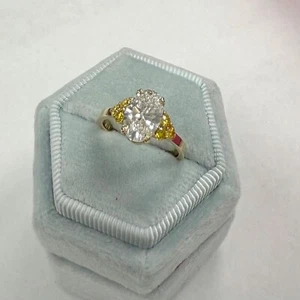 Bague de fiançailles IGI 2,50 CT ovale taille brillant diamant cultivé en laboratoire or jaune 14 carats - Photo 1 sur 13