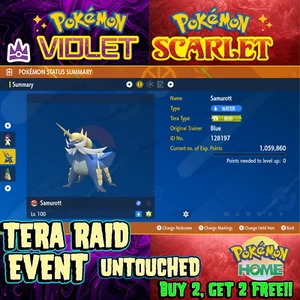 Samurott Tera Raid Event🌟 Mightiest Mark Unrivaled🌟 Pokémon Scarlet & Violet - Picture 1 of 3