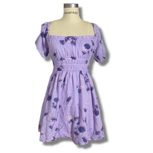 BP Nordstrom Damen Gr. XS Schulterfreies Fit Flare Kleid Lila Blumenmuster - Bild 1 von 7