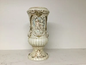 Vintage Roman Style Vase Porcelain Sculptured 10” Tall Beige - Picture 1 of 4