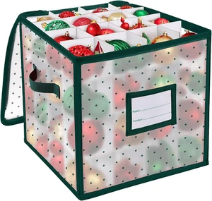 Christmas Ornament Storage Box, Christmas Storage Containers Organizer Bag with - Picture 1 of 6