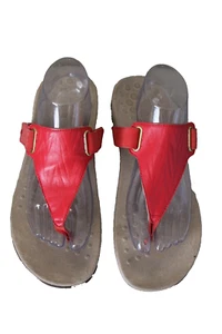 Vionic Wanda Damen-Riemensandalen rot Leder T-Riemen Größe 11 Weite - Bild 1 von 5