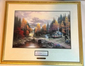Thomas Kinkade Tal des Friedens gerahmter Akzentdruck 26×21" Echtheitszertifikat - Bild 1 von 20