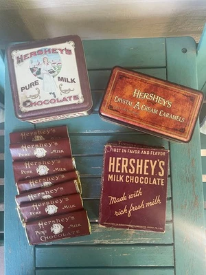 Vintage Hershey's Collectible Set -- Two Tins, One Box, Set of Intact Wrappers - Image 1 of 4