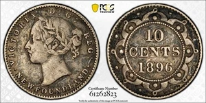 1896 Newfoundland 10 Cents PCGS VF25 Lot#G1229 Silver! - Picture 1 of 4