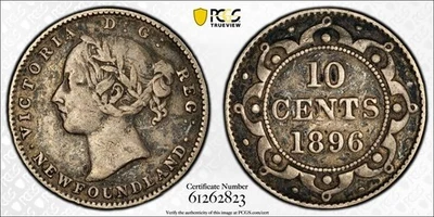1896 Newfoundland 10 Cents PCGS VF25 Lot#G1229 Silver! - Image 1 of 4