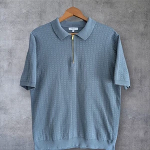 Camisa Polo REISS Emilio Media Cremallera Tejida Para Hombre Talla Grande En muy buena condición Manga Corta Gris - Imagen 1 de 7