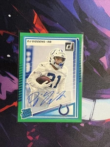 DJ GIDDENS 2025 Panini Donruss Rated Rookie Green RC AUTO Indianapolis Colts - Bild 1 von 2