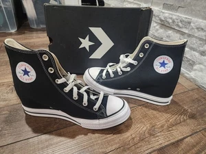 Converse Women's 11 Wedge Platform Sneakers Hi Top Black CTAS A11908C - Picture 1 of 9