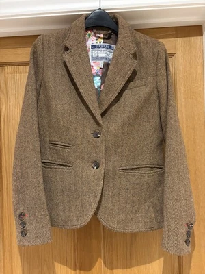 Joules UK 10 Herringbone Brown Tweed Country Hacking Blazer Jacket - Image 1 of 4
