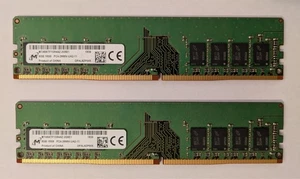 Micron 16GB 2 DIMM X 8GB Matching DDR4-2666V PC4-21300 CL19 Non-ECC Desktop RAM - Picture 1 of 1