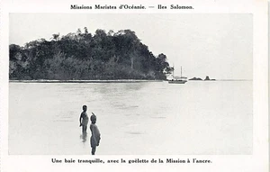 Solomon Islands - A Quiet Bay, with the Mission's Schooner at Anchor - Publ. Mar - Picture 1 of 2