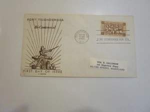 US COVER 1955 FORT TICONDEROGA FDC SCOTTS #1071 C.GEORGE BROWN CACHET - Picture 1 of 3