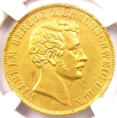 Moneda Corona Guillermo Alemania Oro 1858-B KM-1153 - Certificada NGC AU Detalles Foto 1 de 4