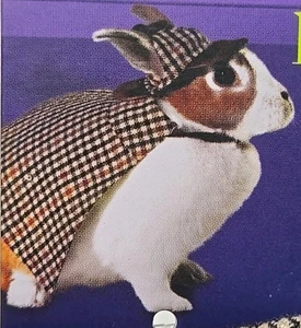 Bootique Detective Small Animal Pet Rabbit Costume Sherlock Houndstooth Check - Picture 1 of 10