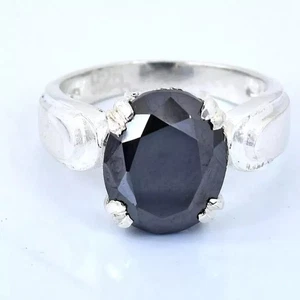 6 Ct Black Diamond Ring Oval Shape Quality AAA Certified ! Statement Ring - Picture 1 of 7
