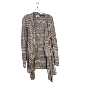 Lucky Brand Aztekenmuster vorne offen Wasserfall Strickjacke 100% Baumwolle Gr. L - Bild 1 von 9