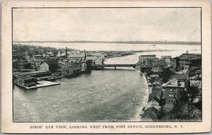 1910 OGDENSBURG, Nueva York Postal "Ojo de pájaro mirando hacia el oeste desde la oficina de correos" - Imagen 1 de 2