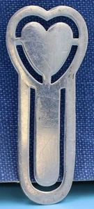 VINTAGE STERLING SILVER BOOKMARK - FEATURES HEART - REED BARTON -    [17] - Bild 1 von 1
