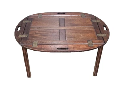 Mesa de centro antigua de mayordomo de caoba Foto 1 de 4