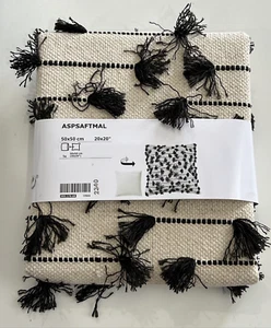 IKEA ASPSAFTMAL Cushion Cover White/black  20x20" New  005.176.68 - Picture 1 of 11