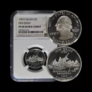 UNITED STATES. 1999, 25 Cents, Silver - NGC PF69 - New Jersey, Crossroads 018 - Picture 1 of 5