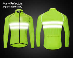 Men's Windproof Cycling Jackets Reflective Hi-Vis MTB Bike Bicycle Sports Jersey