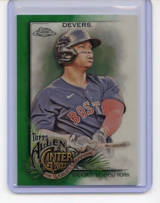 2022 Topps Allen & Ginter Chrome Rafael Devers Green Refractor /99 Red Sox - Image 1 of 2