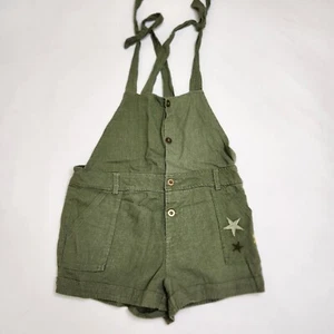 Vintage Havana Girls Size XL Olive Green Button Up Shortalls Tie Straps C1 - Picture 1 of 13