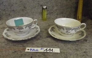 Silberhochzeit,2 Gedecke, 4 Teile, Porzellan, Geschirr, gemarkt, antik, Nr. 111 - Bild 1 von 12