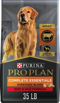 Purina Pro Plan Adult Shredded Blend Beef & Rice Formula Dry Dog Food, 35-lb bag - Image 1 of 4