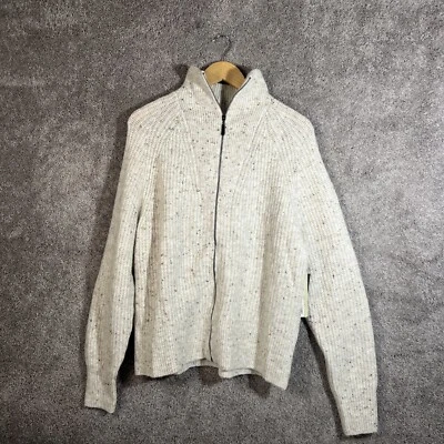 Suéter Estilo RD Para Mujer Grande Beige Manga Larga Cremallera Completa Cuello Alto Punto Fijo Foto 1 de 4