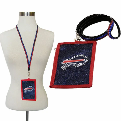 New NFL Buffalo Bills Beaded Lanyard / ID Holder Pass Ticket Holder Wallet Cover