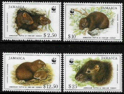 Jamaica #857-60 Mint Never Hinged Set - WWF - Jamaican Hutia Cover