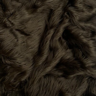 Dark Brown Mohair Shaggy Faux Fur Fabric By The Yard ( Long Pile ) 60" Wide - Image 1 of 3