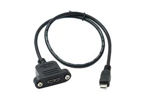 Kabel SYSTEM-S USB 3.0 50 cm gniazdo Micro B do 2.0 wtyczki panel śruba montażowa - Zdjęcie 1 z 4