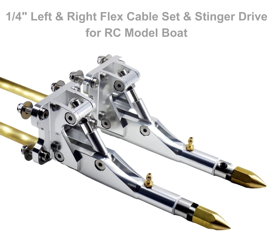 1/4 Left & Right Flex Cable Set w/ Stinger Drive for Gas Nitro Electric RC Boat - Image 1 of 4