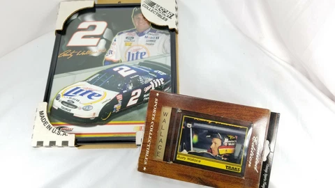 RUSTY WALLACE Collectibles! Trading Card plaque, Framed Picture Miller Cover