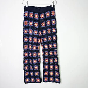 Pantalone Scotch & Soda donna L blu navy maglione all'uncinetto maglia nonna quadrato bohemien nuovo senza etichette - Foto 1 di 12