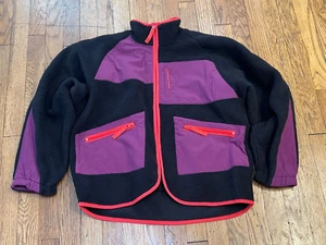 Urban Outfitters BDG Bruce Fleece Spliced Zip Up Jacket Size Small Black Multi - Picture 1 of 3