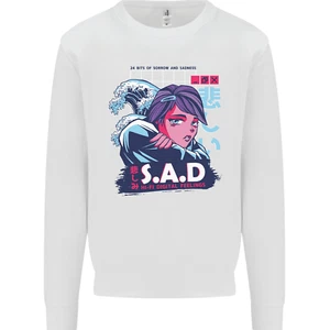 Music Vaporwave Anime Girl Emo SAD Kids Sweatshirt Jumper - Picture 1 of 82